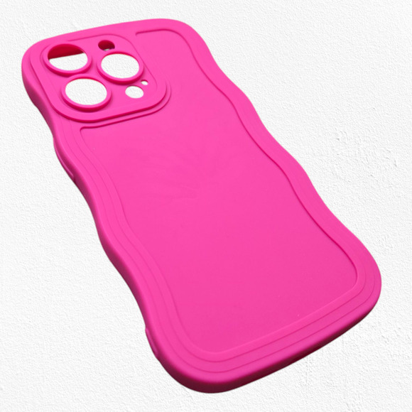 Hot Pink Wave Frame Soft Silicone Anti Fall Phone Protector iPhone 14 Pro Case - Picture 1 of 8